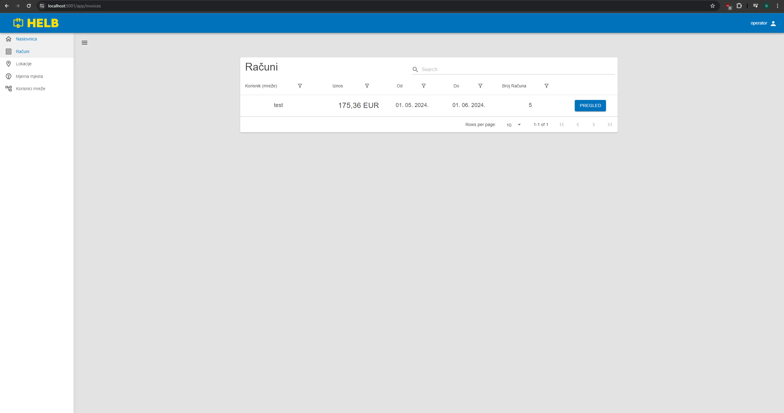 Invoices page